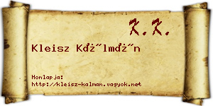 Kleisz Kálmán névjegykártya